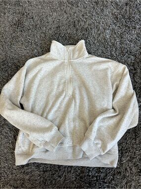 Fabletics Light Gray Quarter-Zip Sweater
